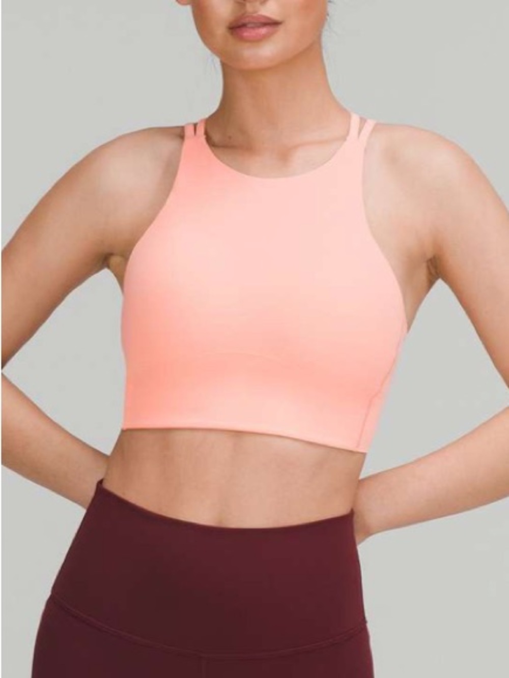 Lululemon Like a Cloud High-Neck Longline Bra in Dew Pink Size 6 B/C Cup